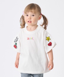 X-girl Stages | キャラクターワッペン 袖スリット半袖Tシャツ(Tシャツ/カットソー)