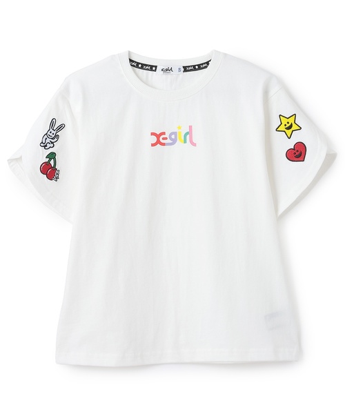 X-girl Stages（エックスガールステージス）の「キャラクターワッペン 袖スリット半袖Tシャツ（Tシャツ/カットソー・キッズ・オフホワイト/ライトブルー・110cm/100cm/90cm/80ｃｍ/140cm/130cm/120cm）」の12枚目の写真