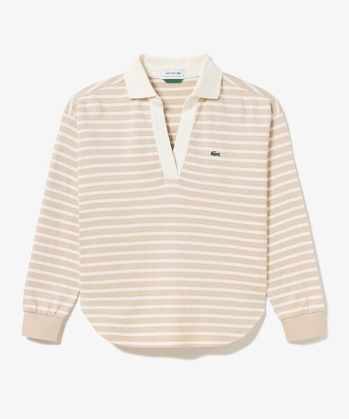 LACOSTE(ラコステ)の「スキッパーネック ボーダーポロシャツ(ポロシャツ・レディース・オフホワイト/ベージュ・34/36/38/40)」の15枚目の写真