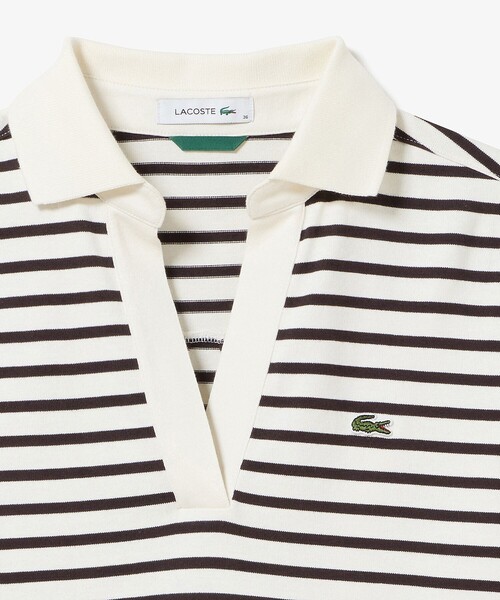 LACOSTE(ラコステ)の「スキッパーネック ボーダーポロシャツ(ポロシャツ・レディース・オフホワイト/ベージュ・34/36/38/40)」の10枚目の写真