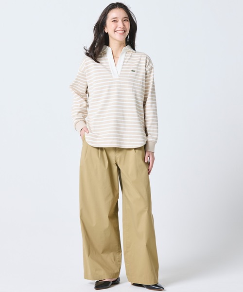 LACOSTE(ラコステ)の「スキッパーネック ボーダーポロシャツ(ポロシャツ・レディース・オフホワイト/ベージュ・34/36/38/40)」の22枚目の写真