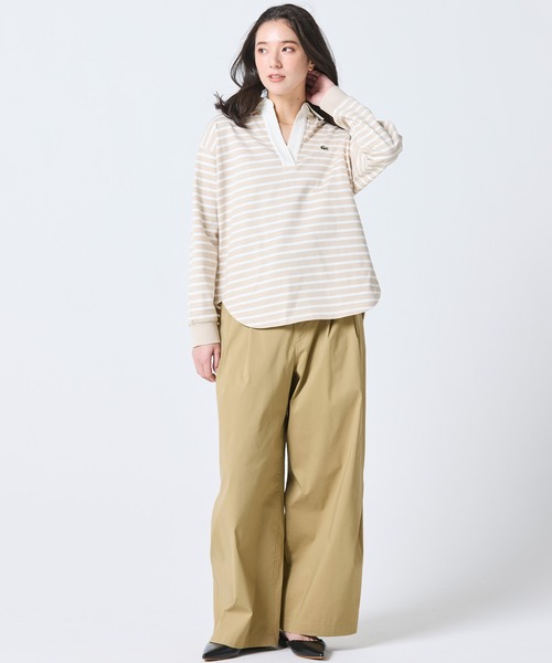 LACOSTE(ラコステ)の「スキッパーネック ボーダーポロシャツ(ポロシャツ・レディース・オフホワイト/ベージュ・34/36/38/40)」の21枚目の写真