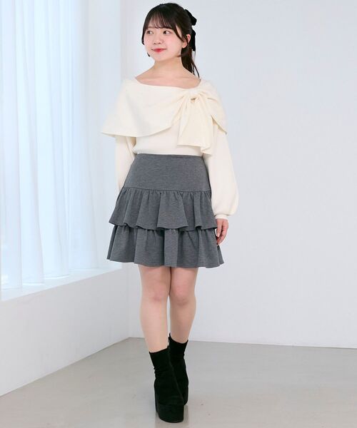 MAJESTIC LEGON（マジェスティックレゴン）の「ティアードフリルミニスカパン（スカート・レディース・グレー・MEDIUM）」の2枚目の写真