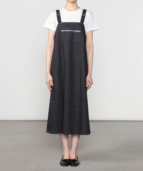 DANTON（ダントン）の「DANTON | ドリル サロペットスカート WOMEN（ジャンパースカート・レディース・ブラック・36）」の2枚目の写真