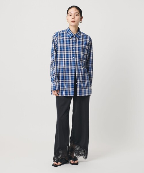 BEAUTY&YOUTH UNITED ARROWS(ビューティーアンドユースユナイテッドアローズ)の「コットン チェック オーバーサイズ シャツ(シャツ/ブラウス・レディース・ネイビー/グレー系・FREE)」の4枚目の写真