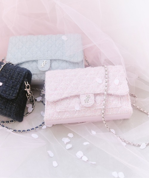 JILL by JILL STUART（ジルバイジルスチュアート）の「【再入荷】ツイードキルティングチェーンバッグ（ショルダーバッグ・レディース・ネイビー/ピンク/ブルー・FREE）」の5枚目の写真