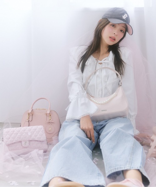 JILL by JILL STUART（ジルバイジルスチュアート）の「【再入荷】ツイードキルティングチェーンバッグ（ショルダーバッグ・レディース・ネイビー/ピンク/ブルー・FREE）」の20枚目の写真