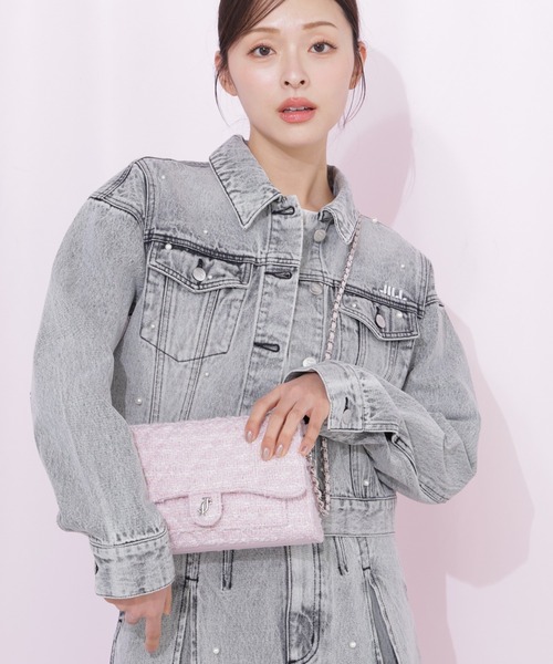 JILL by JILL STUART（ジルバイジルスチュアート）の「【再入荷】ツイードキルティングチェーンバッグ（ショルダーバッグ・レディース・ネイビー/ピンク/ブルー・FREE）」の21枚目の写真