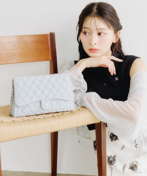 JILL by JILL STUART(ジルバイジルスチュアート)の「【再入荷】ツイードキルティングチェーンバッグ(ショルダーバッグ・レディース・ネイビー/ピンク/ブルー・FREE)」の16枚目の写真