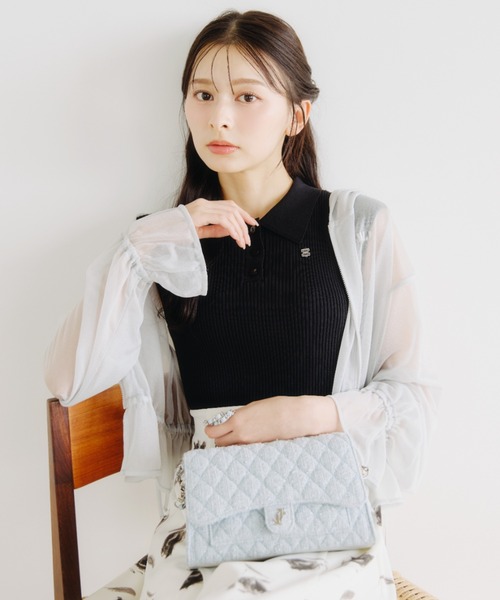 JILL by JILL STUART(ジルバイジルスチュアート)の「【再入荷】ツイードキルティングチェーンバッグ(ショルダーバッグ・レディース・ネイビー/ピンク/ブルー・FREE)」の17枚目の写真