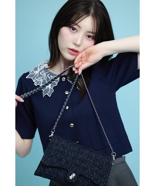 JILL by JILL STUART(ジルバイジルスチュアート)の「【再入荷】ツイードキルティングチェーンバッグ(ショルダーバッグ・レディース・ネイビー/ピンク/ブルー・FREE)」の21枚目の写真