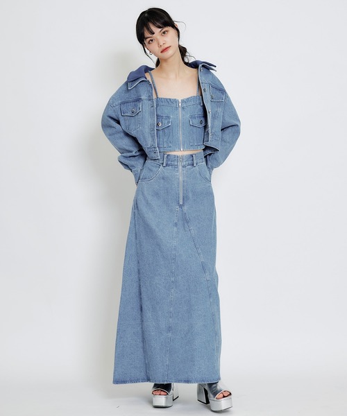 REDYAZEL（レディアゼル）の「【Denim Series】ダブルカラーデニムジャケット（デニムジャケット・レディース・ダークブルー/ブルー/ブラック・FREE）」の7枚目の写真