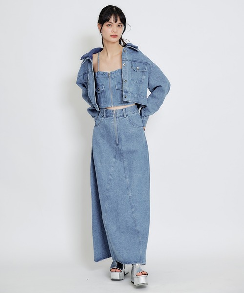 REDYAZEL（レディアゼル）の「【Denim Series】ダブルカラーデニムジャケット（デニムジャケット・レディース・ダークブルー/ブルー/ブラック・FREE）」の8枚目の写真