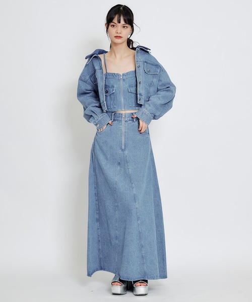 REDYAZEL（レディアゼル）の「【Denim Series】ダブルカラーデニムジャケット（デニムジャケット・レディース・ダークブルー/ブルー/ブラック・FREE）」の9枚目の写真