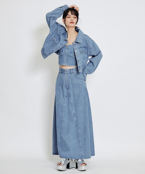 REDYAZEL（レディアゼル）の「【Denim Series】ダブルカラーデニムジャケット（デニムジャケット・レディース・ダークブルー/ブルー/ブラック・FREE）」の10枚目の写真