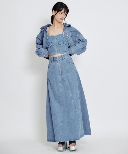 REDYAZEL（レディアゼル）の「【Denim Series】ダブルカラーデニムジャケット（デニムジャケット・レディース・ダークブルー/ブルー/ブラック・FREE）」の11枚目の写真