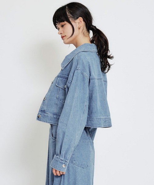 REDYAZEL（レディアゼル）の「【Denim Series】ダブルカラーデニムジャケット（デニムジャケット・レディース・ダークブルー/ブルー/ブラック・FREE）」の16枚目の写真