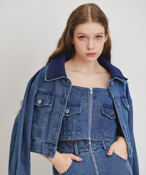 REDYAZEL（レディアゼル）の「【Denim Series】ダブルカラーデニムジャケット（デニムジャケット・レディース・ダークブルー/ブルー/ブラック・FREE）」の18枚目の写真