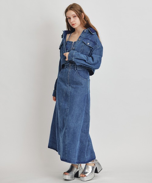 REDYAZEL（レディアゼル）の「【Denim Series】ダブルカラーデニムジャケット（デニムジャケット・レディース・ダークブルー/ブルー/ブラック・FREE）」の20枚目の写真