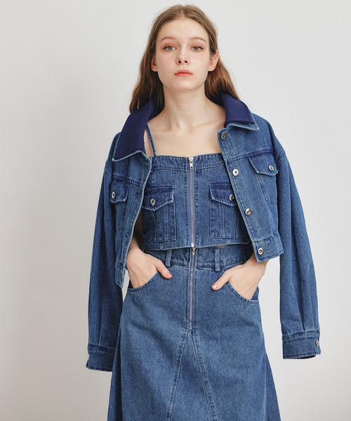 REDYAZEL（レディアゼル）の「【Denim Series】ダブルカラーデニムジャケット（デニムジャケット・レディース・ダークブルー/ブルー/ブラック・FREE）」の21枚目の写真