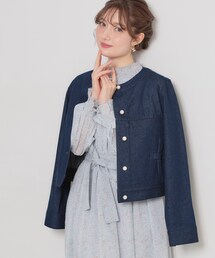 couture brooch（クチュールブローチ）の「【洗える・綿100％】パール調ボタン デニムジャケット（デニムジャケット）」