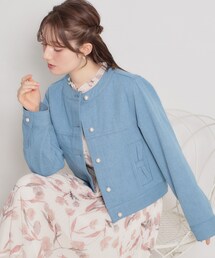 couture brooch（クチュールブローチ）の「【洗える・綿100％】パール調ボタン デニムジャケット（デニムジャケット）」