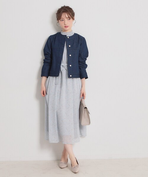 couture brooch（クチュールブローチ）の「【洗える・綿100％】パール調ボタン デニムジャケット（デニムジャケット・レディース・ネイビー/ライトブルー・42/40/38/36）」の10枚目の写真