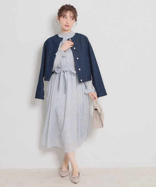 couture brooch（クチュールブローチ）の「【洗える・綿100％】パール調ボタン デニムジャケット（デニムジャケット・レディース・ネイビー/ライトブルー・42/40/38/36）」の11枚目の写真