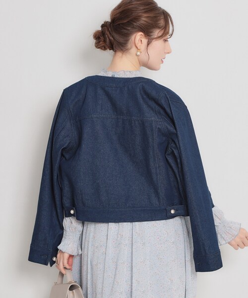 couture brooch（クチュールブローチ）の「【洗える・綿100％】パール調ボタン デニムジャケット（デニムジャケット・レディース・ネイビー/ライトブルー・42/40/38/36）」の15枚目の写真