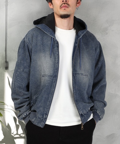 LUXSTYLE(ラグスタイル)の「ダックジップアップパーカー(パーカー・メンズ・ブルー・L/M)」の1枚目の写真