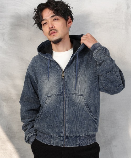 LUXSTYLE(ラグスタイル)の「ダックジップアップパーカー(パーカー・メンズ・ブルー・L/M)」の3枚目の写真