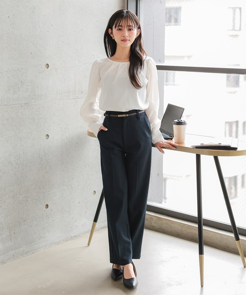 Petitle（プチレ）の「[ オフィスカジュアル ] [ 低身長向けサイズ ] ストレートパンツ（スーツパンツ・レディース・ベージュ/ネイビー/ブラック・PL/PM/PS）」の19枚目の写真