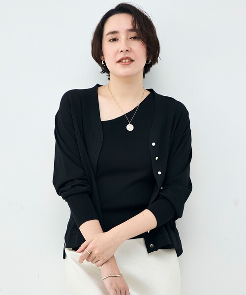 NOLLEY’S（ノーリーズ）の「《手洗い可能》アシメントリーカップ付きタンクトップ（タンクトップ・レディース・ブラック/ホワイト・38）」の7枚目の写真