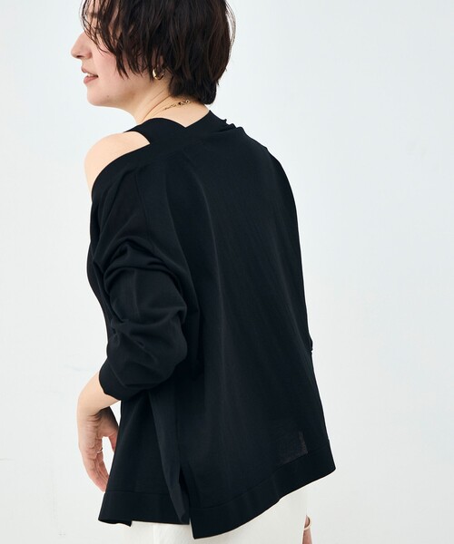 NOLLEY’S（ノーリーズ）の「《手洗い可能》アシメントリーカップ付きタンクトップ（タンクトップ・レディース・ブラック/ホワイト・38）」の12枚目の写真