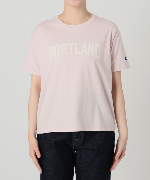 Champion(チャンピオン)の「Champion/チャンピオン SLOBE別注 ロゴTシャツ(Tシャツ/カットソー・レディース・アイボリー/ピンク/ホワイト/ネイビー・FREE)」の7枚目の写真