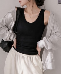《リブ ラウンドネック》タンクトップ/カジュアル/オールシーズン/全6色