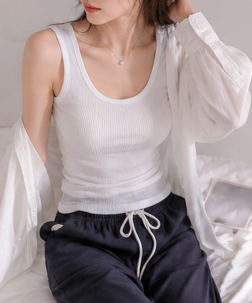 GORGE(ゴージ)の「《リブ ラウンドネック》タンクトップ/カジュアル/オールシーズン/全6色(タンクトップ・レディース・ブラウン/ライム/ブラック/その他/オフホワイト/チャコール・F)」の9枚目の写真