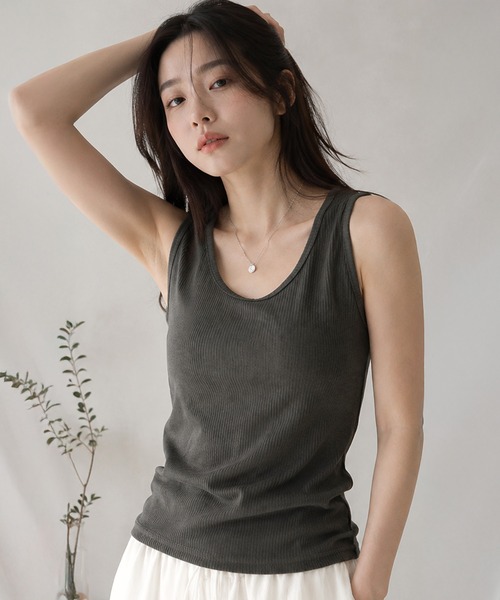GORGE(ゴージ)の「《リブ ラウンドネック》タンクトップ/カジュアル/オールシーズン/全6色(タンクトップ・レディース・ブラウン/ライム/ブラック/その他/オフホワイト/チャコール・F)」の12枚目の写真