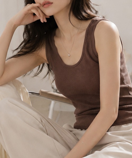 GORGE(ゴージ)の「《リブ ラウンドネック》タンクトップ/カジュアル/オールシーズン/全6色(タンクトップ・レディース・ブラウン/ライム/ブラック/その他/オフホワイト/チャコール・F)」の14枚目の写真