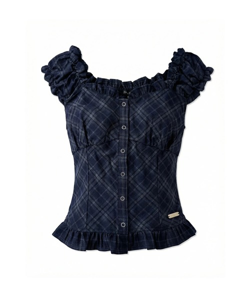 ANDGEEBEE（アンジービー）の「チェックフリルトップス（その他トップス・レディース・ネイビー/ボルドー・FREE）」の9枚目の写真