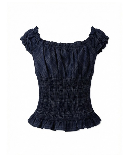 ANDGEEBEE（アンジービー）の「チェックフリルトップス（その他トップス・レディース・ネイビー/ボルドー・FREE）」の10枚目の写真