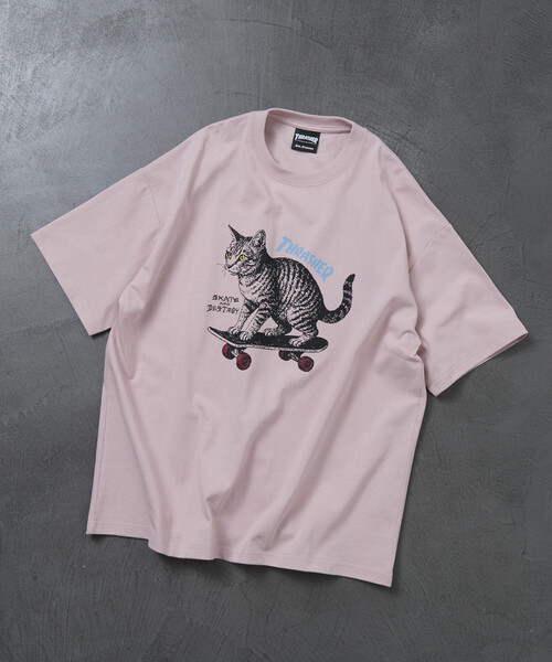 FREAK'S STORE(フリークスストア)の「限定展開 THRASHER×FREAK'S STORE スラッシャー 別注 ビッグシルエット アニマルプリント クルーネック Tシャツ CAT(Tシャツ/カットソー・メンズ・スミクロ/アッシュグレー/ホワイト/ピンク・LARGE/MEDIUM/SMALL)」の20枚目の写真