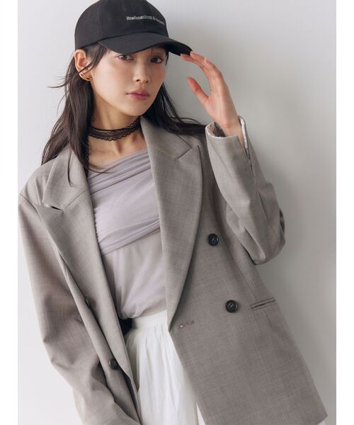 LAGUNAMOON(ラグナムーン)の「オフショルチュールトップス 【夏服】 【シアートップス】(シャツ/ブラウス・レディース・ライトグレー/ブラック/ネイビー/アイボリー・FREE)」の6枚目の写真