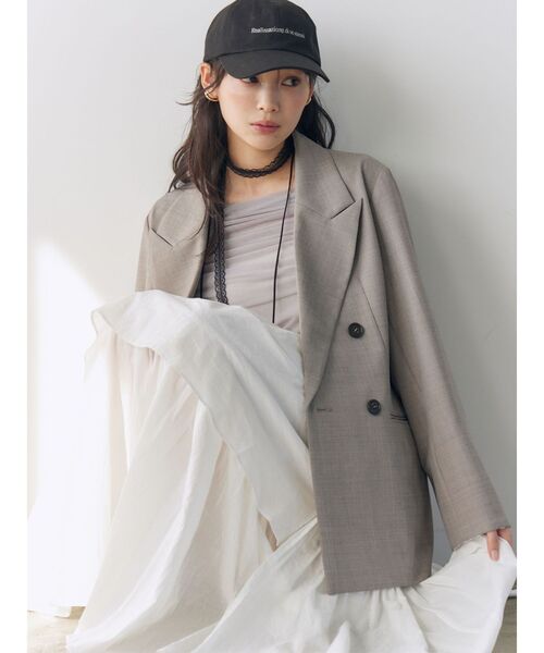 LAGUNAMOON(ラグナムーン)の「オフショルチュールトップス 【夏服】 【シアートップス】(シャツ/ブラウス・レディース・ライトグレー/ブラック/ネイビー/アイボリー・FREE)」の7枚目の写真