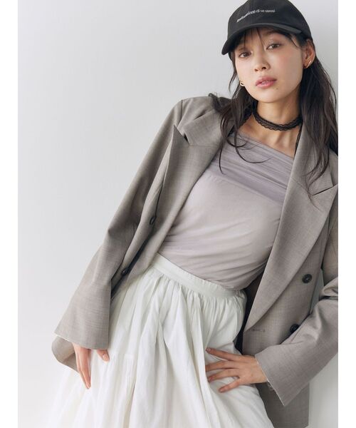 LAGUNAMOON(ラグナムーン)の「オフショルチュールトップス 【夏服】 【シアートップス】(シャツ/ブラウス・レディース・ライトグレー/ブラック/ネイビー/アイボリー・FREE)」の8枚目の写真