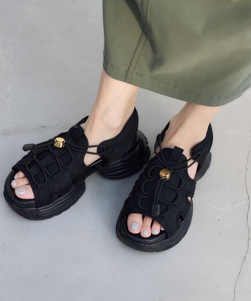 BARNYARDSTORM（バンヤードストーム）の「BARNYARDSTORM / 厚底スニーカーサンダル【一部店舗限定サイズ】（サンダル・レディース・ブラック/グレー・LL/L/M/S）」の7枚目の写真