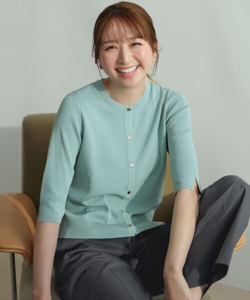 ANY SIS(エニィスィス)の「【アイスタッチ】ハーフスリーブ カーディガン(カーディガン/ボレロ・レディース・ライトグリーン系/ネイビー系/ライトグレー系/スカイブルー系9/ホワイト系・X-LARGE)」の3枚目の写真