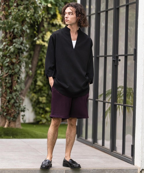 CAMBIO(カンビオ)の「ms6467-Drape 3-4 Sleeve Skipper pullover Shirts 七分袖プルオーバーシャツ(S68526cmb)(シャツ/ブラウス・メンズ・ブラック/チャコールグレー・L/M/S)」の14枚目の写真