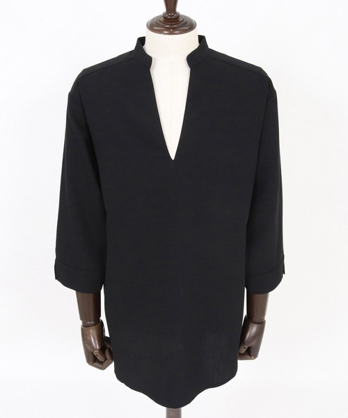CAMBIO(カンビオ)の「ms6467-Drape 3-4 Sleeve Skipper pullover Shirts 七分袖プルオーバーシャツ(S68526cmb)(シャツ/ブラウス・メンズ・ブラック/チャコールグレー・L/M/S)」の15枚目の写真