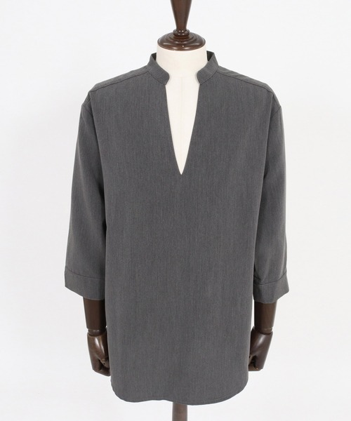 CAMBIO(カンビオ)の「ms6467-Drape 3-4 Sleeve Skipper pullover Shirts 七分袖プルオーバーシャツ(S68526cmb)(シャツ/ブラウス・メンズ・ブラック/チャコールグレー・L/M/S)」の16枚目の写真